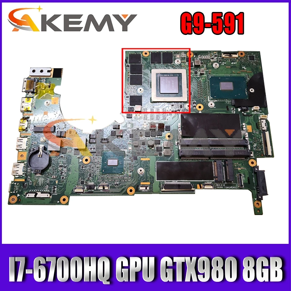 

P5NCN/P7NCN для ACER Хищник 15 G9-591 G9-591R G9-592 G9-791 G9000 Материнская плата ноутбука Процессор I7-6700HQ GPU GTX980 8 ГБ 100% тестирование