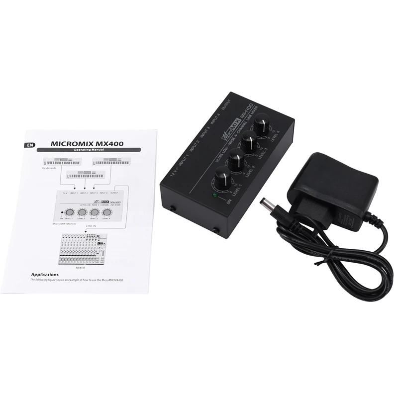 

Mx400 Ultra-Compact 4 Channels Mini Audio Stereo Headphone Amplifier Eu Plug & Stereo Mixer Audio (2 Input 4 Output)