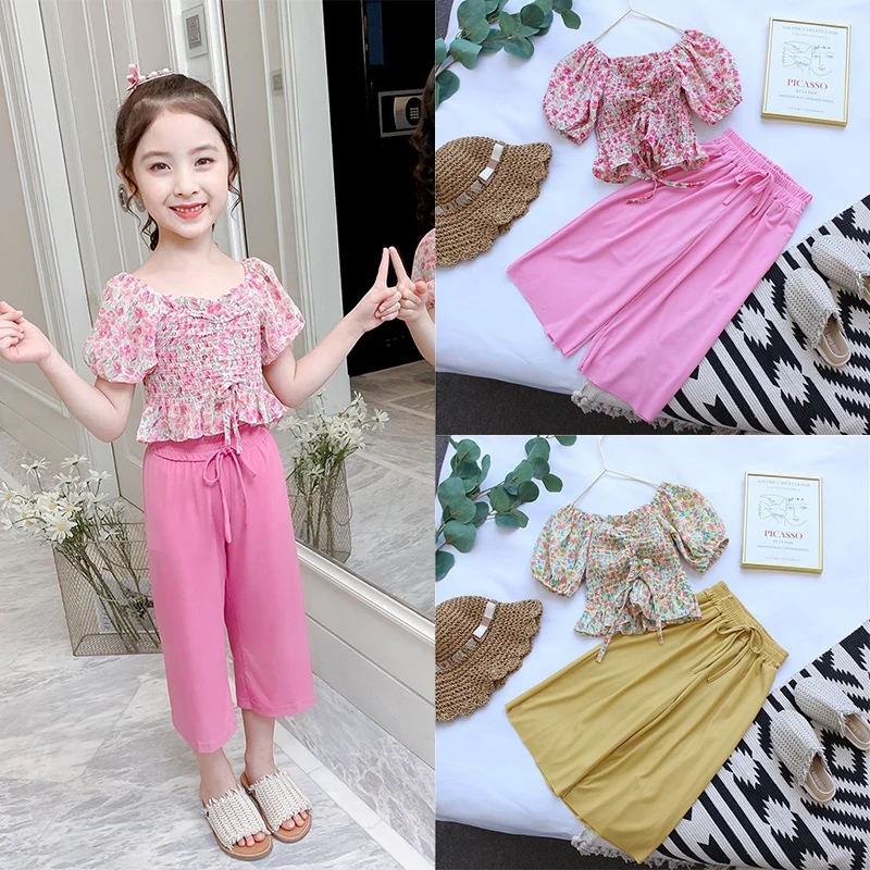 ZR летняя детская шифоновая рубашка с короткими рукавами и цветочным рисунком для