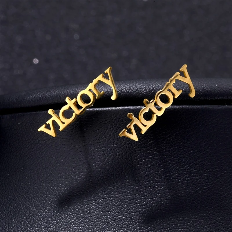 Женские серьги гвоздики из нержавеющей стали с именем на заказ|Индивидуальные