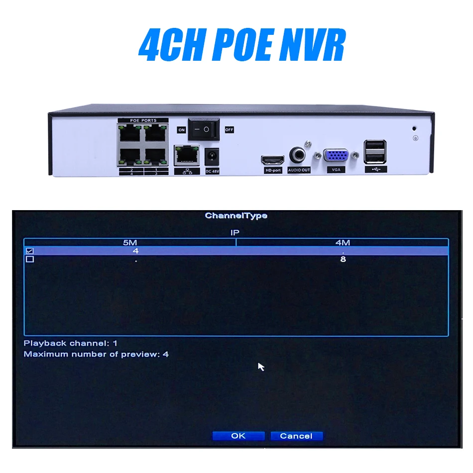4CH 5MP 1080P Мини 48V POE NVR H.265AI распознавание камеры видеонаблюдения CCTV Системы