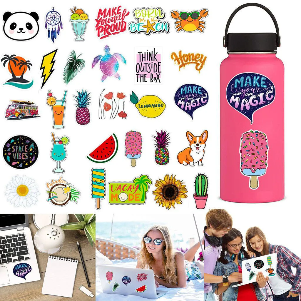 Бутылки для воды с наклейками большие милые водонепроницаемые эстетические