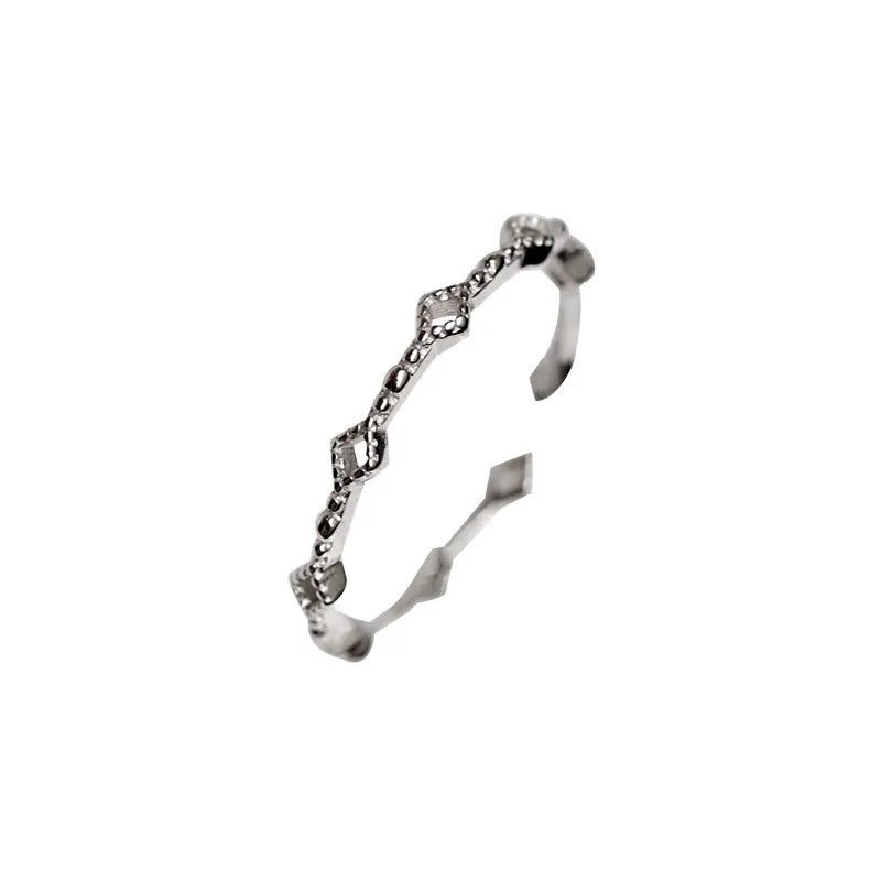 

YC3399R S925 Sterling Silver Fashion Geometric Zircon Cut-out Adjustable Ring Gift Party Banquet Woman Jewelry Ring 2021