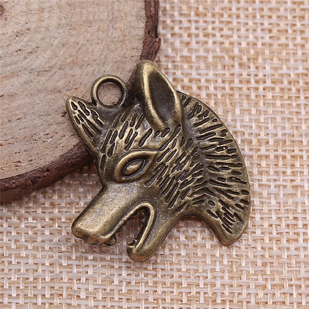 

Charms for Jewelry Making Findings Handmade DIY Craft 10pcs Antique Bronze Color 33x29mm Wolf Head Charms Pendant