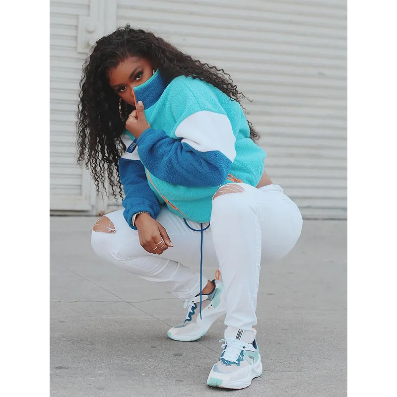 

Pop Vogue Long Sleeve Loose Outerwear Winter Warm Velvet Pockets Oversized Jacket Coat Women Chic Tops Clothes Tunic