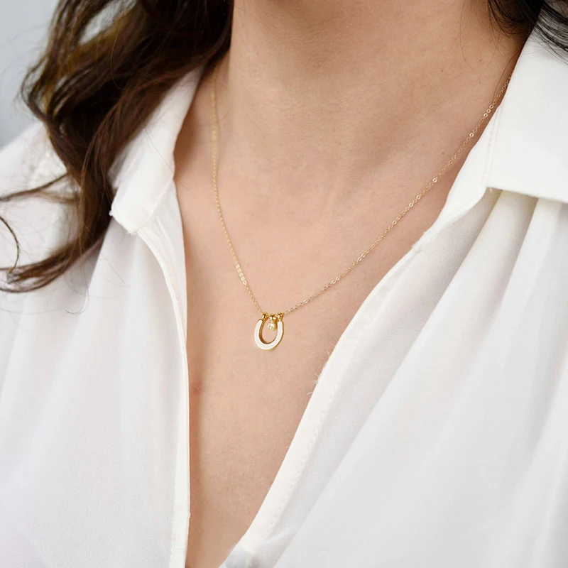 Хрустальное ожерелье с подвеской в виде подковы из нержавеющей стали круглый