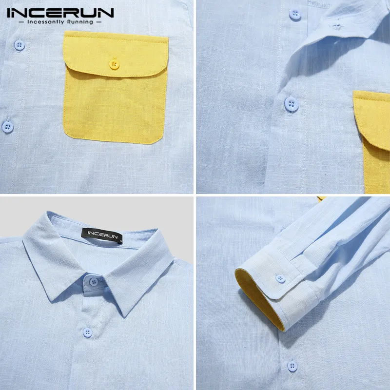 

2021 Men Shirt Cotton Patchwork Streetwear Lapel Button Casual Blouse Brand Leisure Long Sleeve Fashion Camisa Harajuku S-3XL