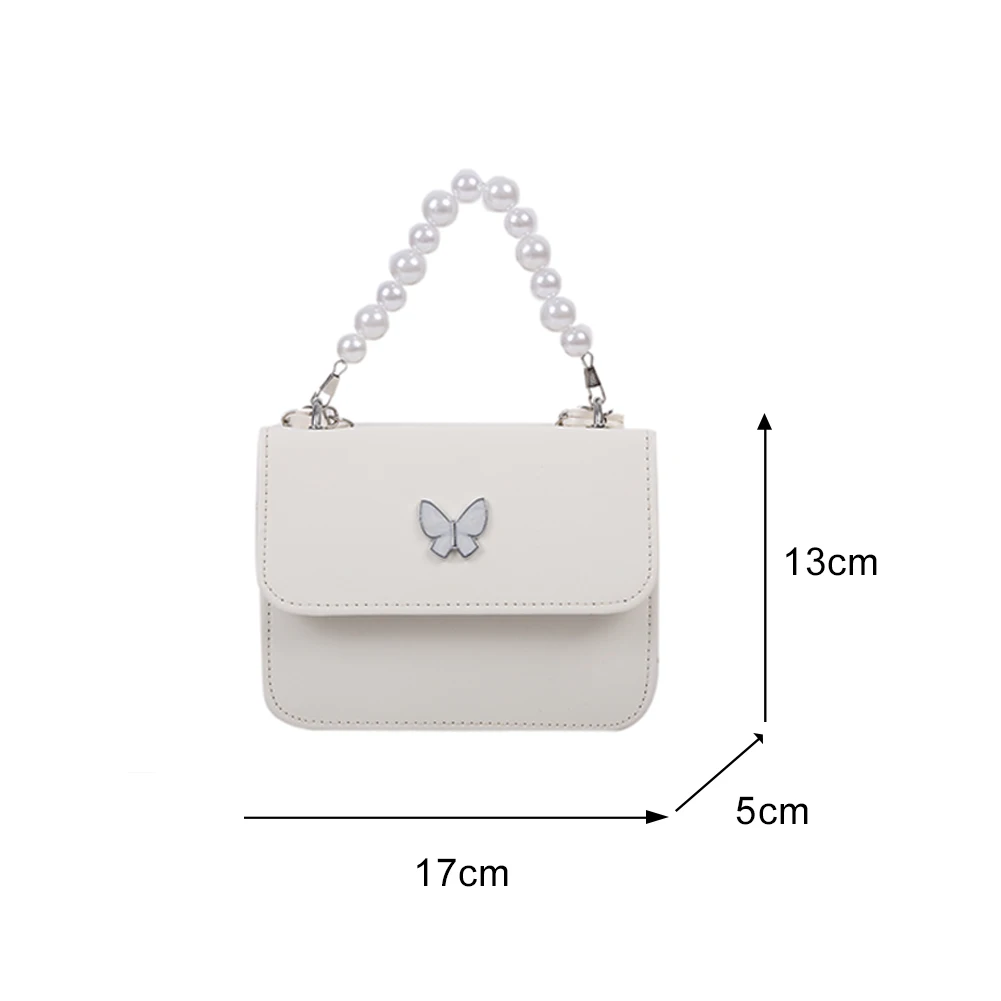 Модные однотонные сумки на плечо женские сумки-мессенджеры с жемчугом и бабочкой