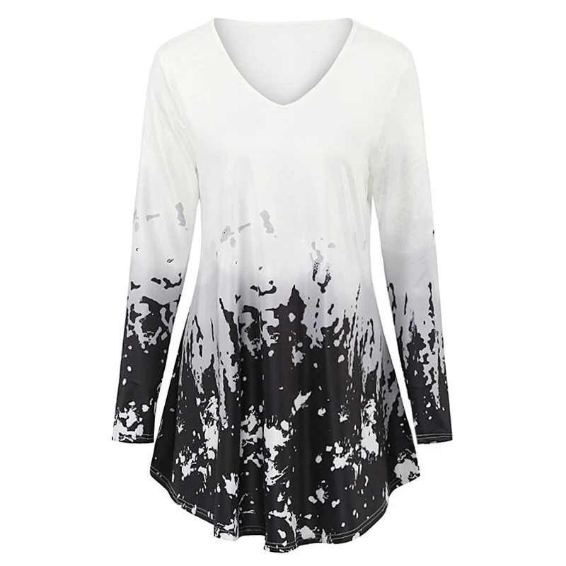 Блузка женская с V-образным вырезом и длинным рукавом большого размера | Женская
