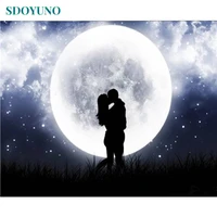 sdoyuno 60x75cm painting by numbers couple under the moon paint by number framless diy digital canvas painting kits wall art