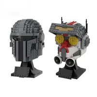 moc for manda space war black helmet statue building blocks kit simulation hero head bricks idea toys for children birthday gift
