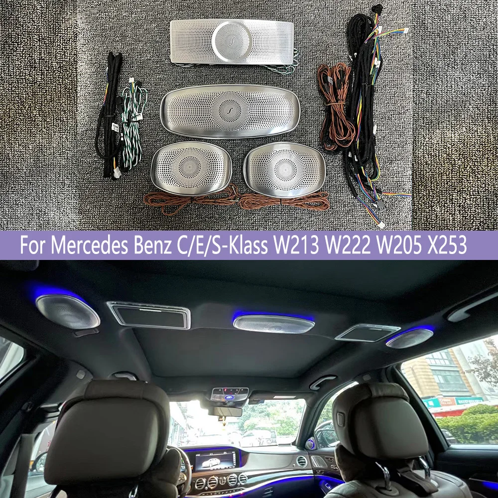 

Автомобильный потолочный светодиодный динамик с окружающим светом 7/64 цветов для Mercedes Benz C/E/S-Klass W213 W222 W205 X253, Вращающийся Динамик с динамиком