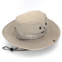 hot sale casual unisex outdoor fisherman hat climbing fishing camouflage bunny hat jungle pure color round edge cap boonie hats