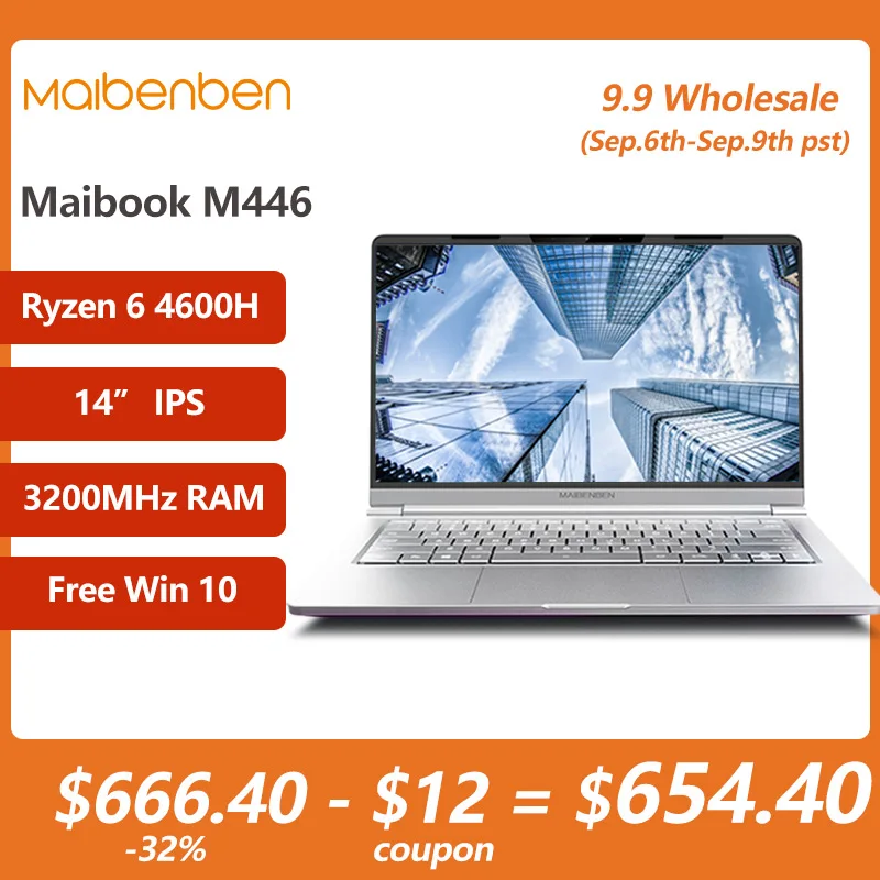 Get MAIBENBEN Laptop Maibook M446【14 ”IPS/AMD Ryzen5 4600H/8GB DDR4 3200MHZ/512GB PCI-E SSD/Win10/1.18KG/Ultrathin】One year warranty