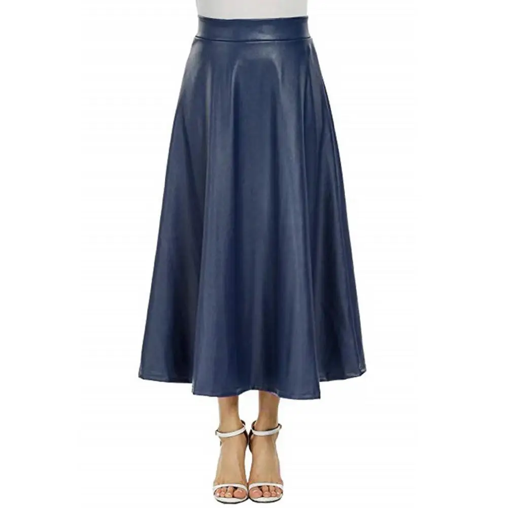 

OL Office Lady Skirt Celmia Women Fashion PU Leather Solid Color Midi Skirts Plus Size Party Skirt High Waist skirt