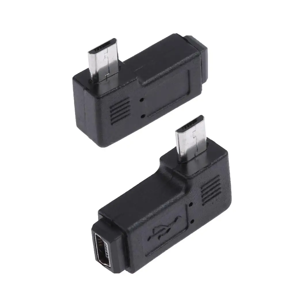 

Новое поступление 2 шт. 90 градусов мини USB гнездо к микро USB Штекерный адаптер Разъем Портативный левый и правый USB адаптер набор черный