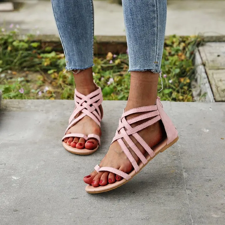 

New Hollow Out Women Sandals 2021 Summer Leopard Flat Beach Shoes Ladies Flowers Open Toe Roman Thin Belt Sandals Beach Shoes