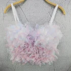 Летняя мода 2021, цветка из пряжи, трехмерный цветок, однотонная маленькая кофта, короткий топ корсет Bralette