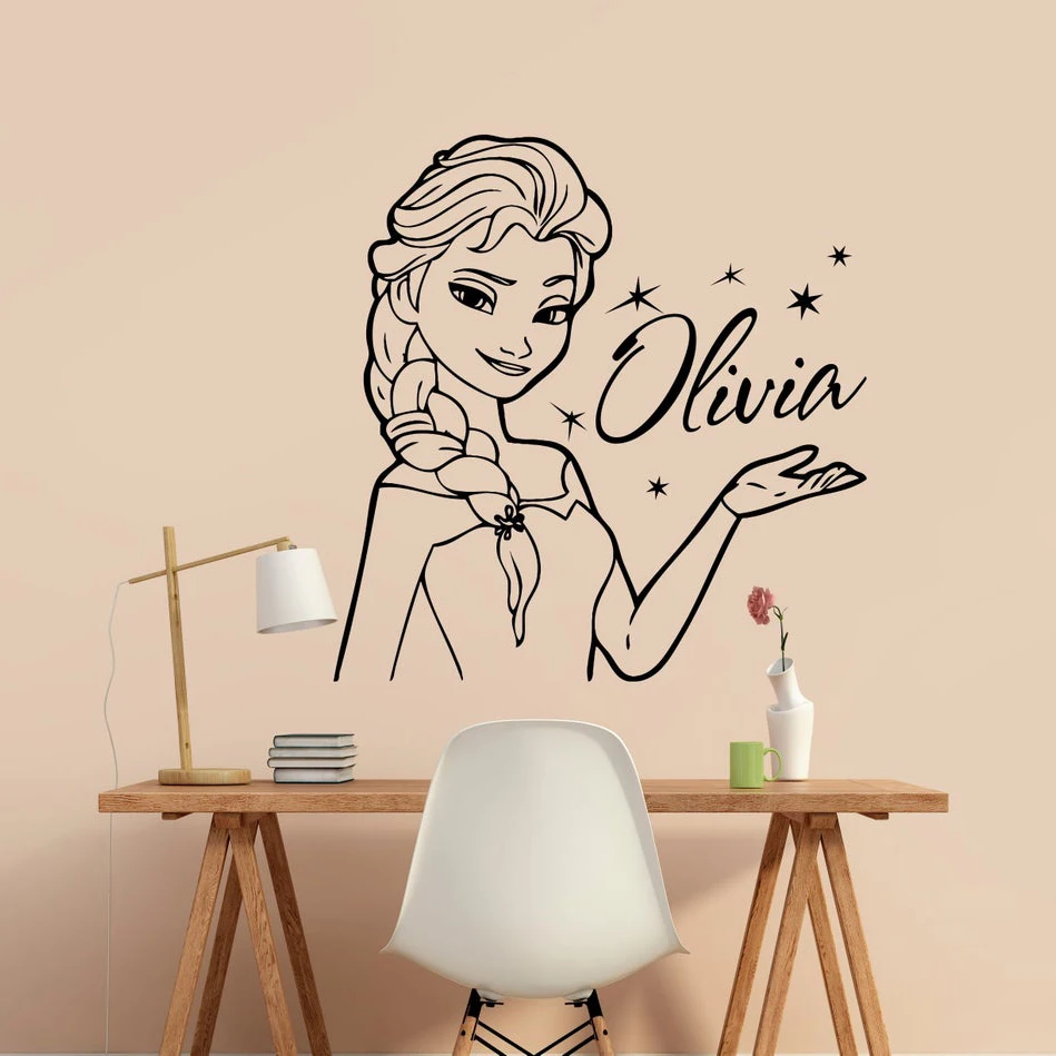 

Personalized Name Wall Decal Stars and princesses Wall Stickers Girls Custom Name Girls Room Decor Vinyl Sticker Mural C206