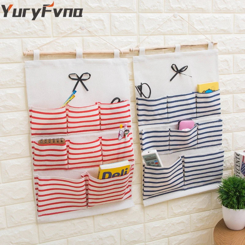 YuryFvna Wall Hanging Bag Linen Cotton Fabric Kitchen Storage Case Closet Home Organizer Gadget Holder | Дом и сад