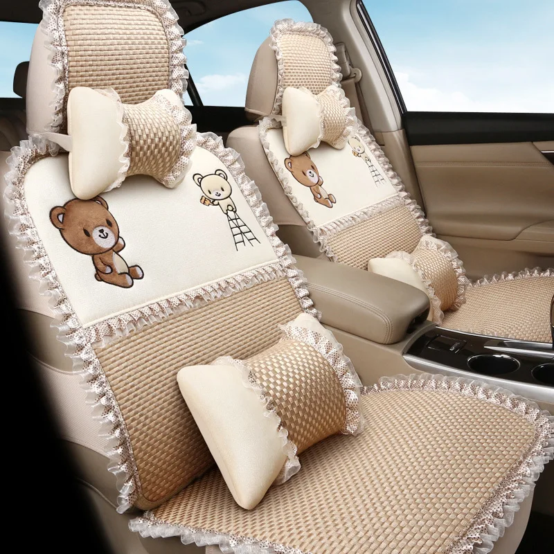 

Cartoon Automobile Seat Cushion Linen Viscose All Edges Included Four Seasons Universal Summer Cute Women's Sylphy Polo Baojun S