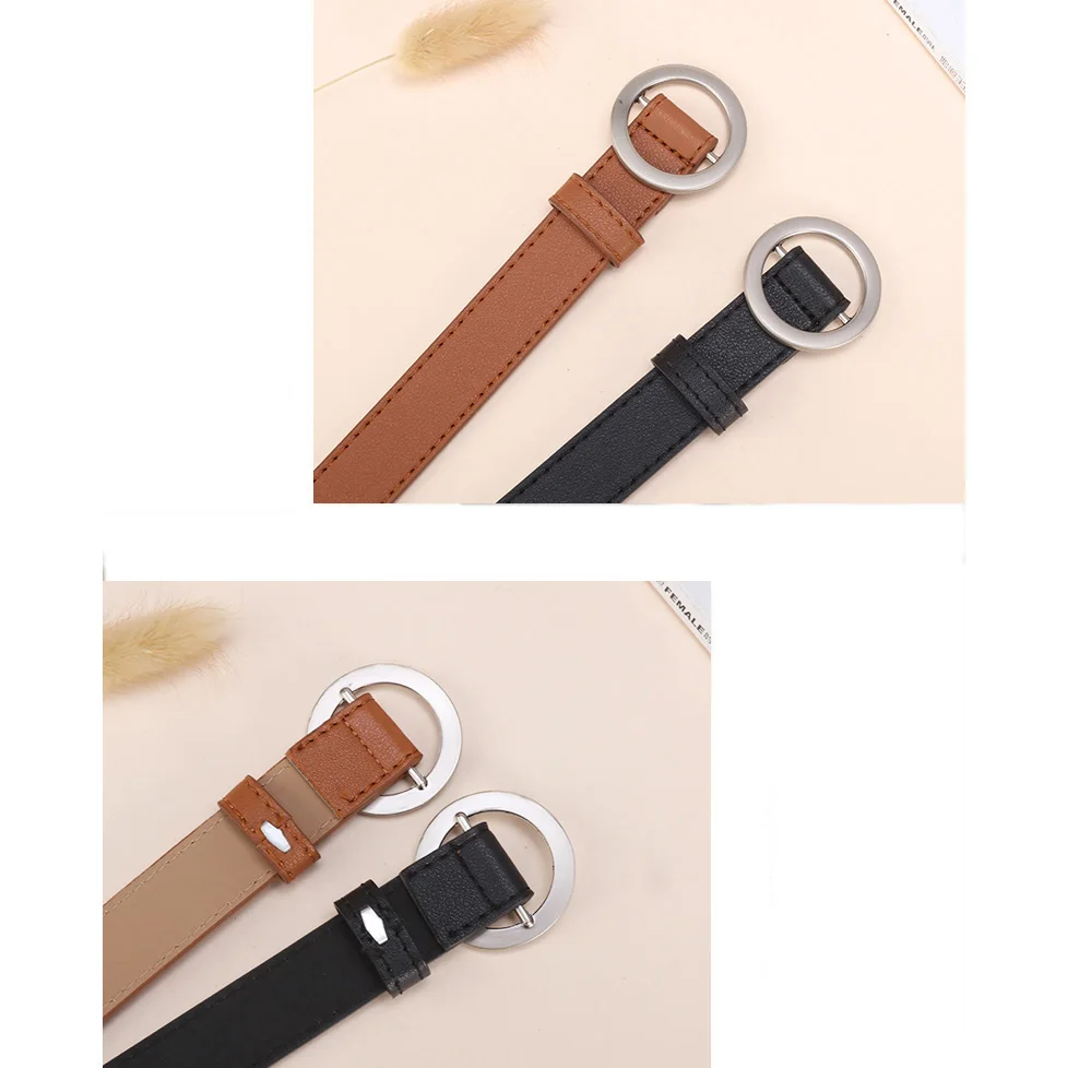 Женские ремни MINGLILONG брендовые дизайнерские с круглой пряжкой 2019|Женские ремни| |