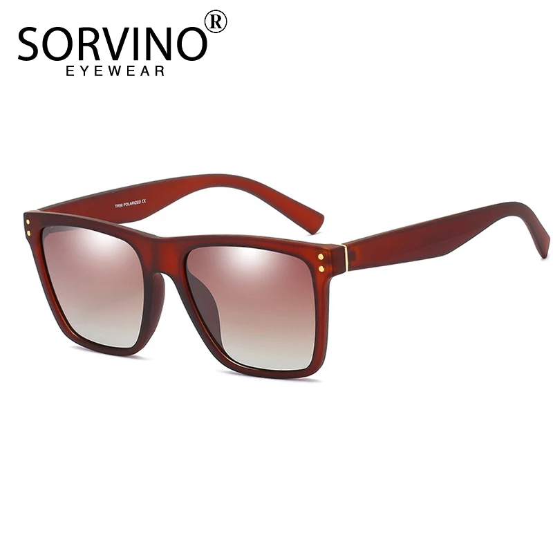 Мужские солнцезащитные очки с поляризацией SORVINO черные винтажные большие