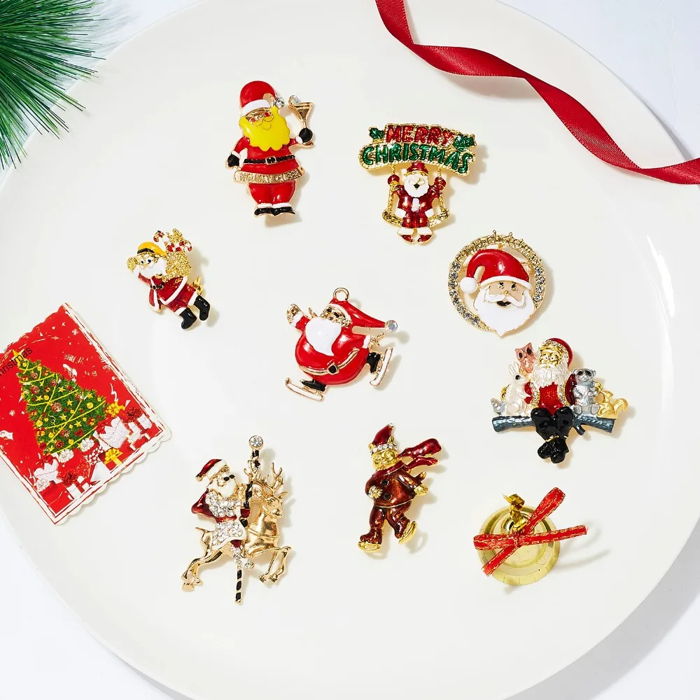 Merry Christmas броши на булавке милый Санта Клаус шляпа прекрасный Лось подарок эмаль значок брошь год Рождество Санта Клаус брошь с животными