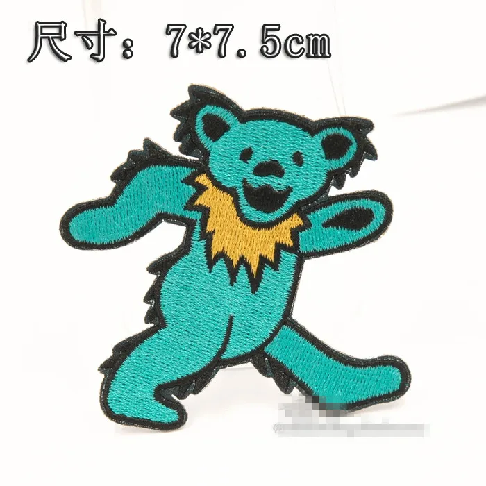 

20pcs/Lot Psychedelic rock band bear iron on jacket patches for clothing rock patch husky set kids gift for boys 7*7.5cm