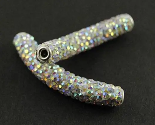 

20 pcs/lot 10*45cm mixed white multicolor disco pave diy y2515 bracelet necklace tube beads long bending crystal