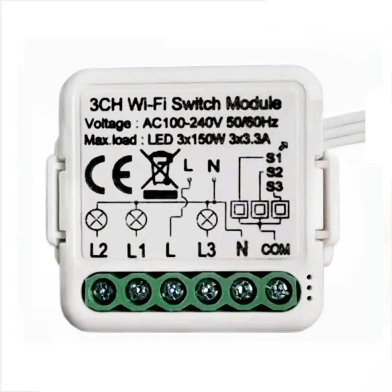 

AC100-240V Smart Wifi DIY Switch Supports 1/3Way Control, Smart Home Universal Module, Works With Alexa Google Home Smart Life