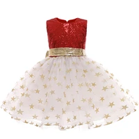 kids dresses for girls sequined sleeveles mesh dresses kids elegant princess tutu vestidos children summer party tulle dress 8t