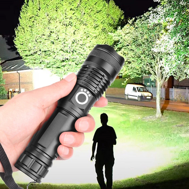 High Lumens Most powerful Flashlight 5 Modes USB Zoomable LED Torch Waterproof 18650 or 26650 battery Best Camping Outdoor