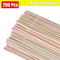 200 pcs multi colored disposable plastic drinking straws birthday party wedding kitchenware bar drink accessories colorful straw