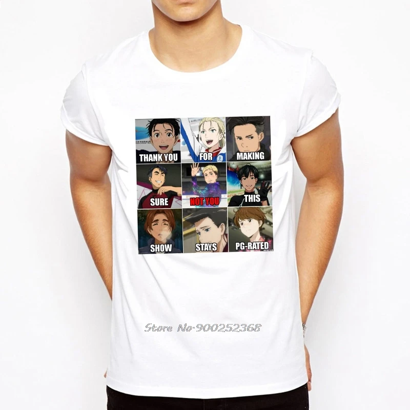 Аниме футболка для мужчин мода на льду с круглым вырезом белые футболки принтами