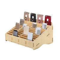 desktop phone screen storage box school office wooden phone holder phone repair management organizer 122448 grid storage tool