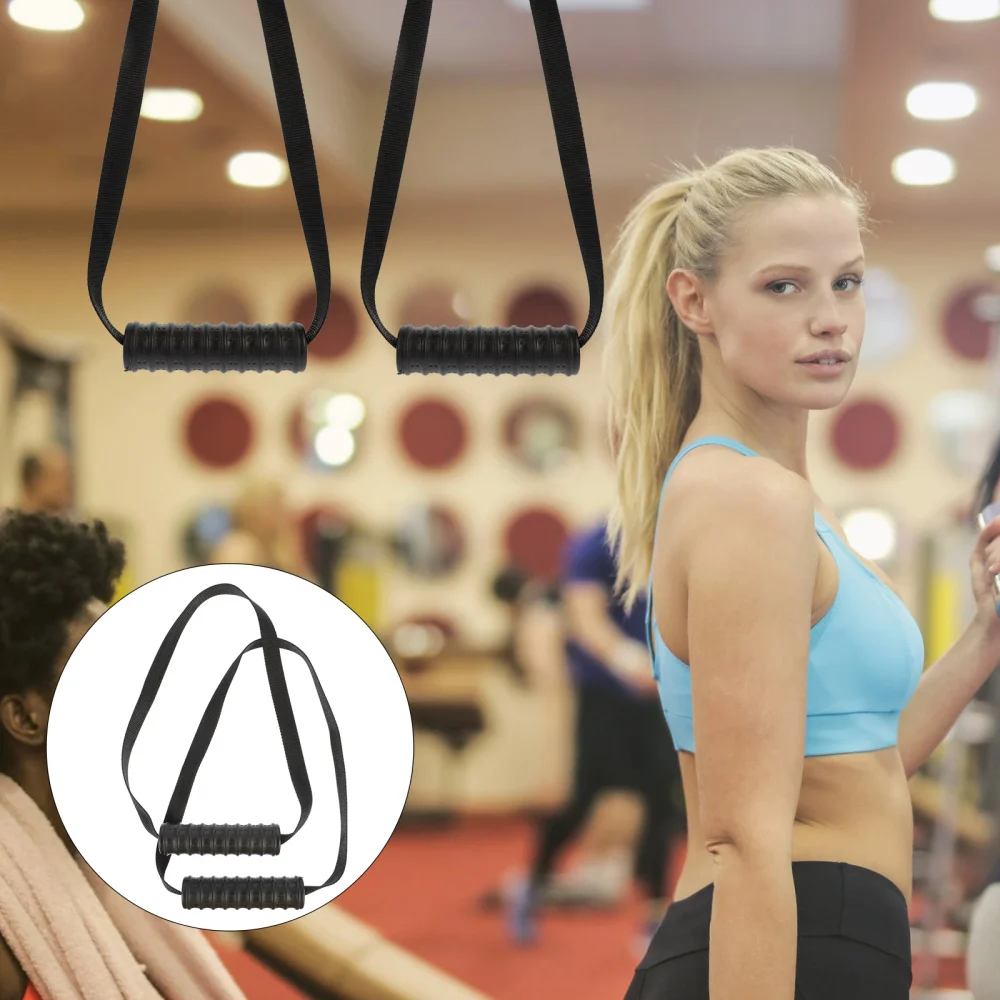 

1 Pair Tricep Rope Cable Attachment Handle Bar Resistance Gym Training Band Ring