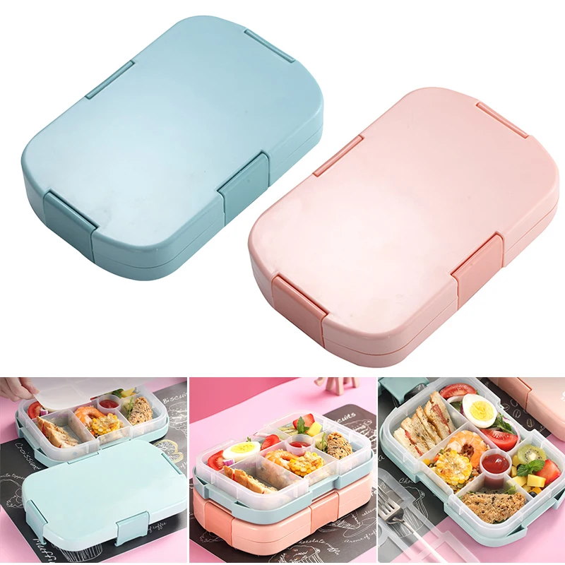 

Новый Ланч-бокс Bento с защитой от утечки для малышей, с 6 ячейками, 920 мл, простой пищевой контейнер для детей и студентов для дома и офиса