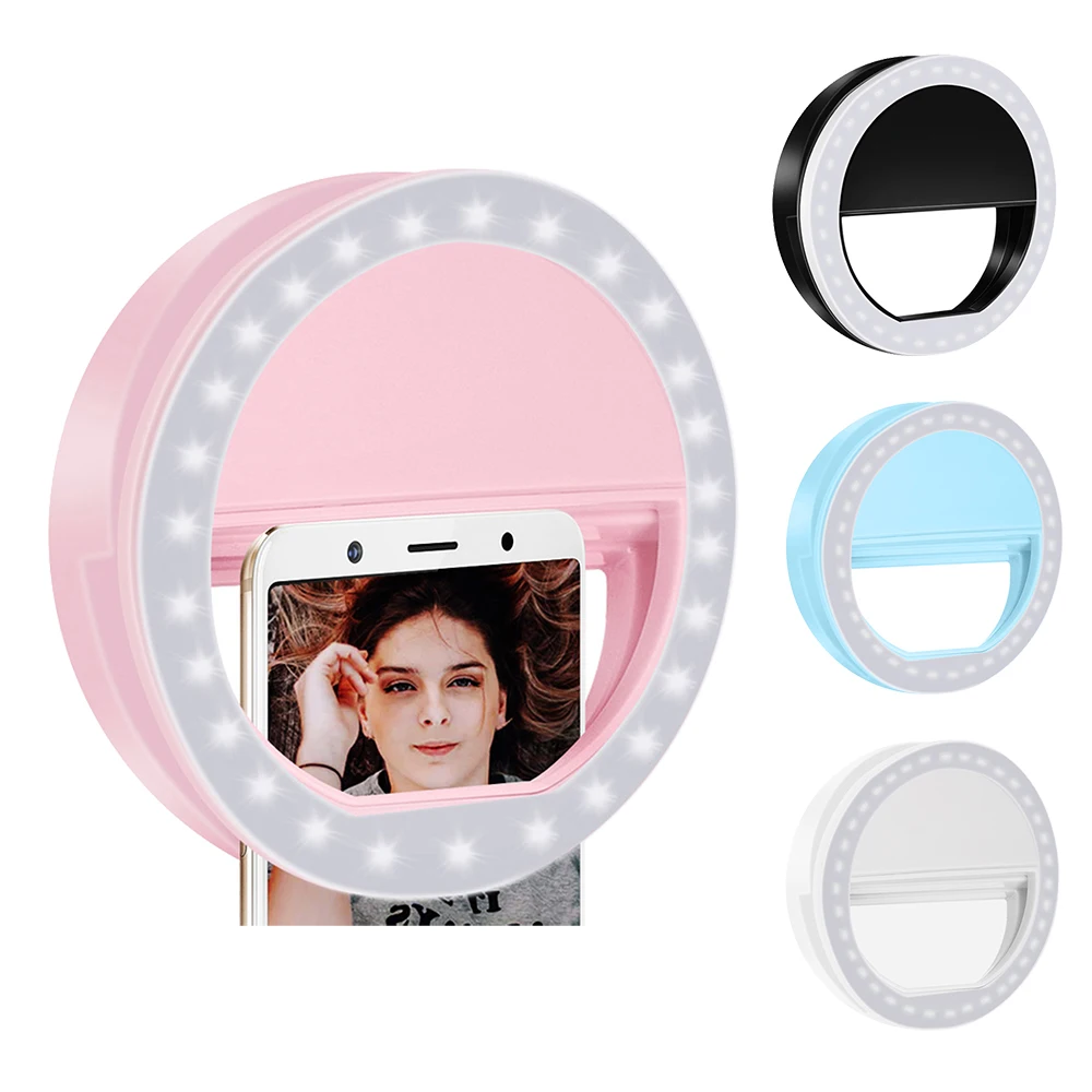 Портативный светодиодный Selfie кольцо света для iphone освещение ночной темноте фотография кольцо с зажимом селфи кольцо все смартфон заполняющий свет