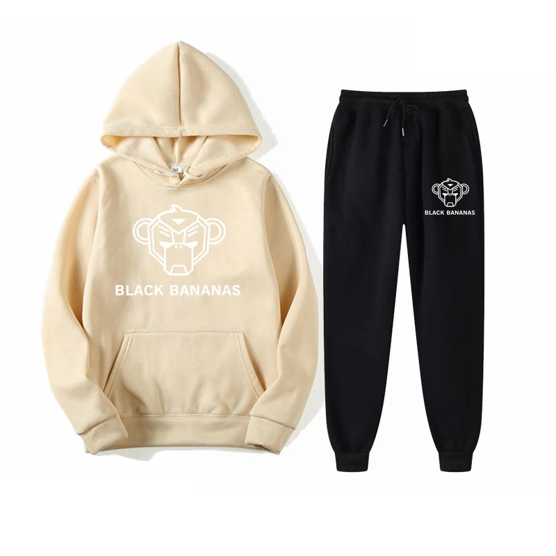 

2021 men's suit brand homme two-piece hooded sweater men and women sweatshirt sweater black banana jogging sweater suit