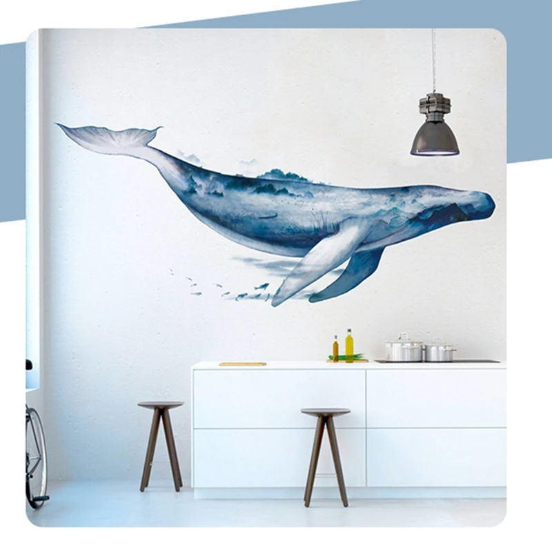 

Large Whale Animals Wall Sticker PVC 3D Art Decal Sticker for Children Room Nursery Wall Decoration Home Decor 155X64cm
