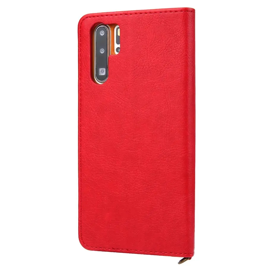Винтажный чехол-Кошелек из искусственной кожи личи для huawei P20 Pro Lite P30 Pro, роскошный противоударный чехол для телефона mate 20 pro, чехол - Цвет: Красный