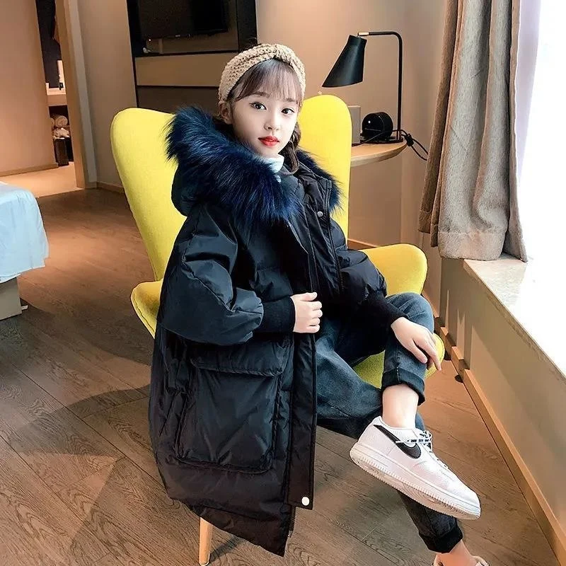 

Russian Girls Kid Winter Parka Christmas faux fur Coat Warm Hooded clothing Outerwear Toddler Long Thick Jacket 5-15 Yrs clothes