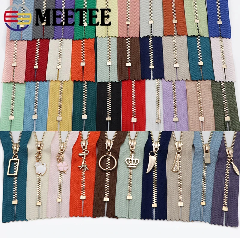 

2pcs Meetee 15//20/25/30/40cm 3# Metal Zipper for Sewing Closed-End Gold Tooth Zips Lock DIY Luggage Clothing Accessories