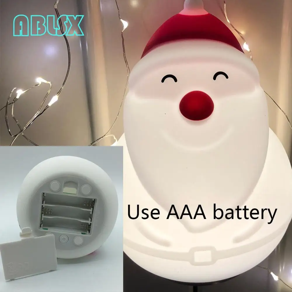 Santa Claus-AAA Милый ночник с пандой для детей, 7 цветов, измененный ночник, Санта-Клаус, детский usb-зарядка для спальни, рождественские подарки - Испускаемый цвет: Santa Claus-AAA