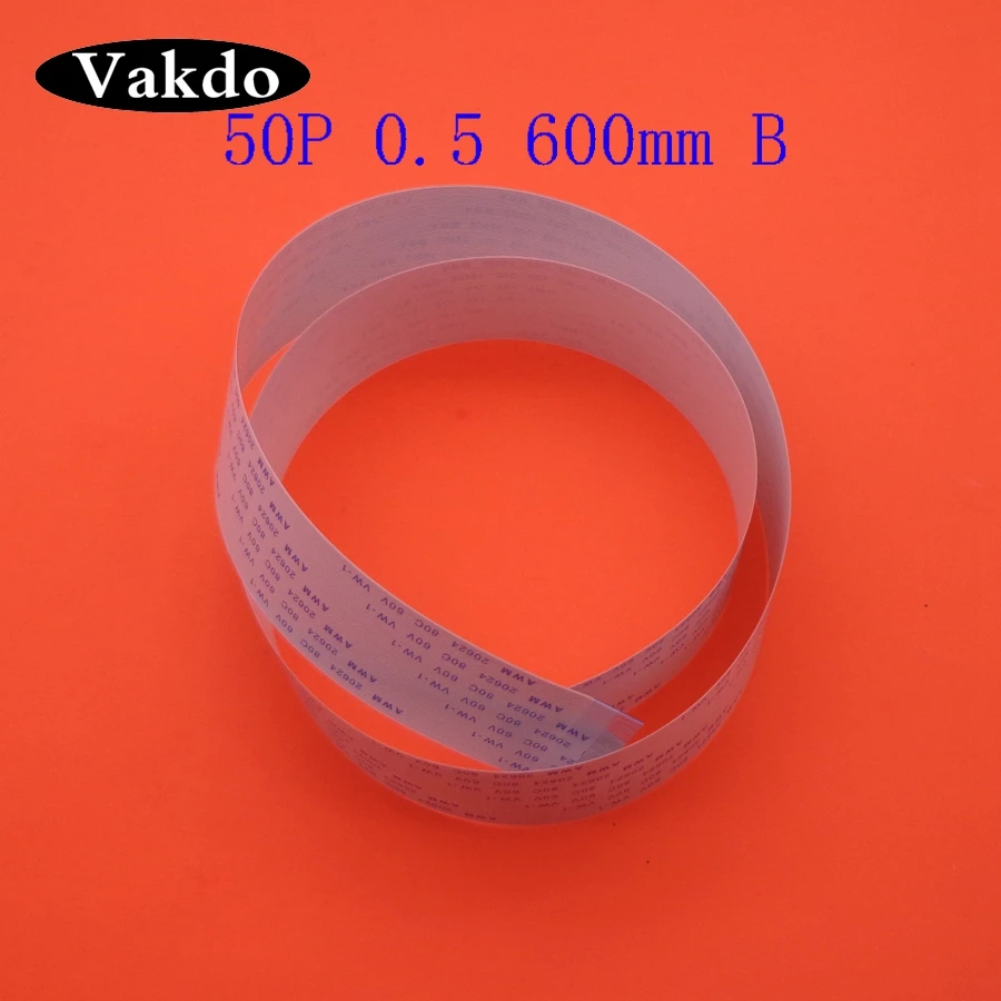 

1pcs 50pin FFC FPC flat line flexible cable 0.5mm pitch 50 pin B Reverse Length 600mm Ribbon Flex Cable AWM 20624 80C 60V