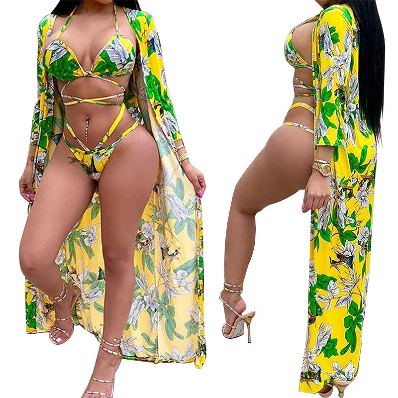

Summer 2020 New Shawl Bandage Beach Swimsuit Three-Piece Women's Sexy Bikini