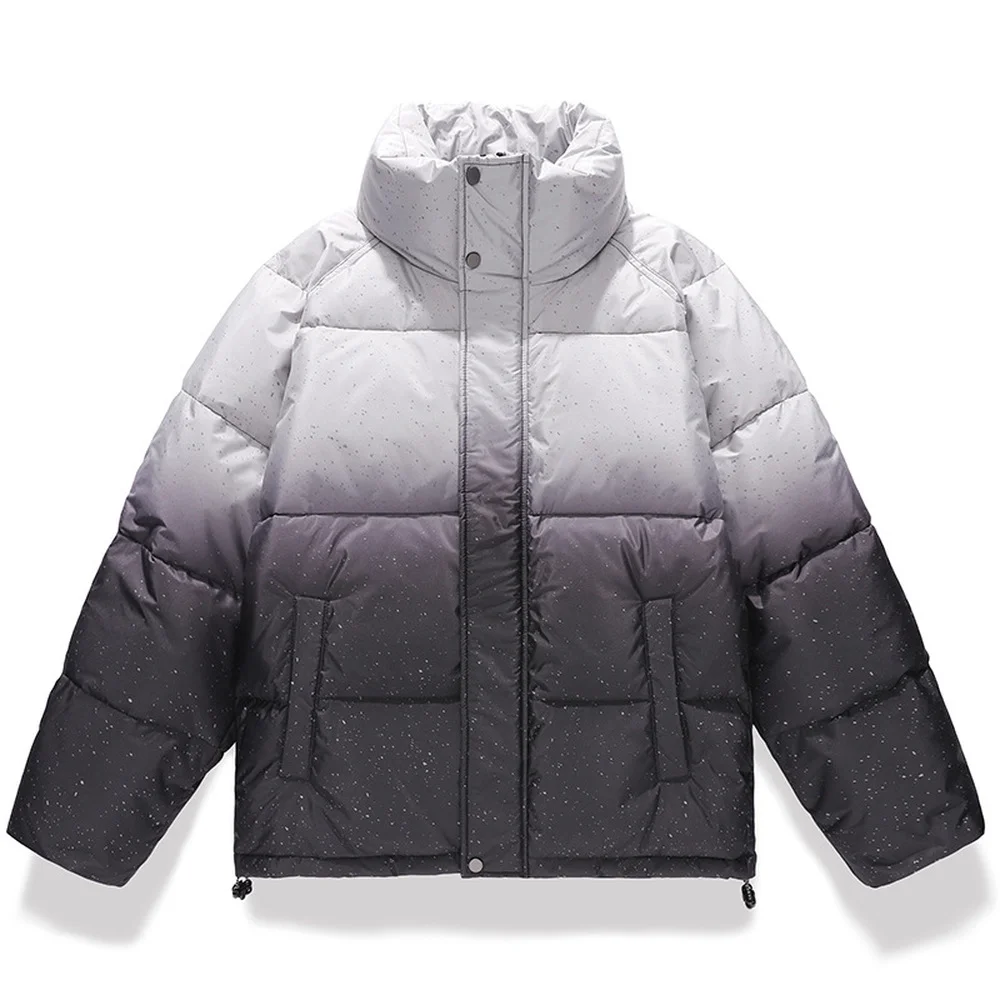 Covrlge Winter Men's Down Jacket Gradient Color New Stand-up Collar Loose Warm Personality Tide Brand Jacket Coat Male MWY045
