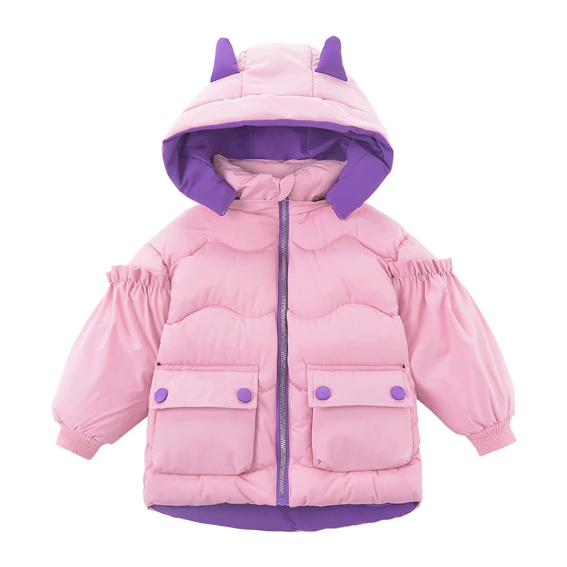 

Куртка на девочку 2-7 лет, из с крыльями с капюшоном хлопка, теплая, Зимняя