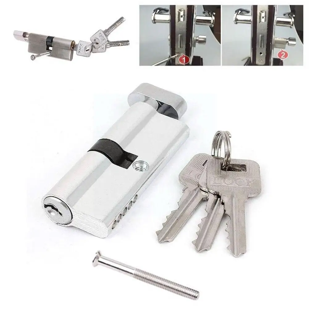 

Aluminum Metal Door Lock Cylinder Home Security Anti-Snap Set Cylinder 3 Silver Door With Anti-Drill Tone Lock Keys Tools T6G7